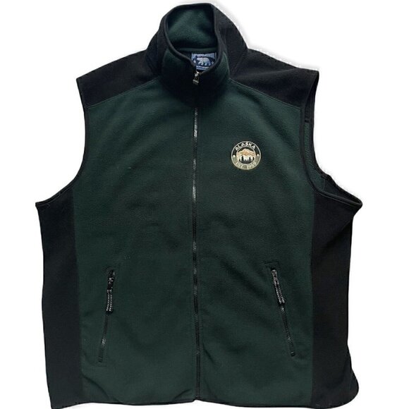 VTG Alaska Polar Fleece Vest Chest Patch Men’s L Hunter Green Alaska Est 1959 - Picture 1 of 9